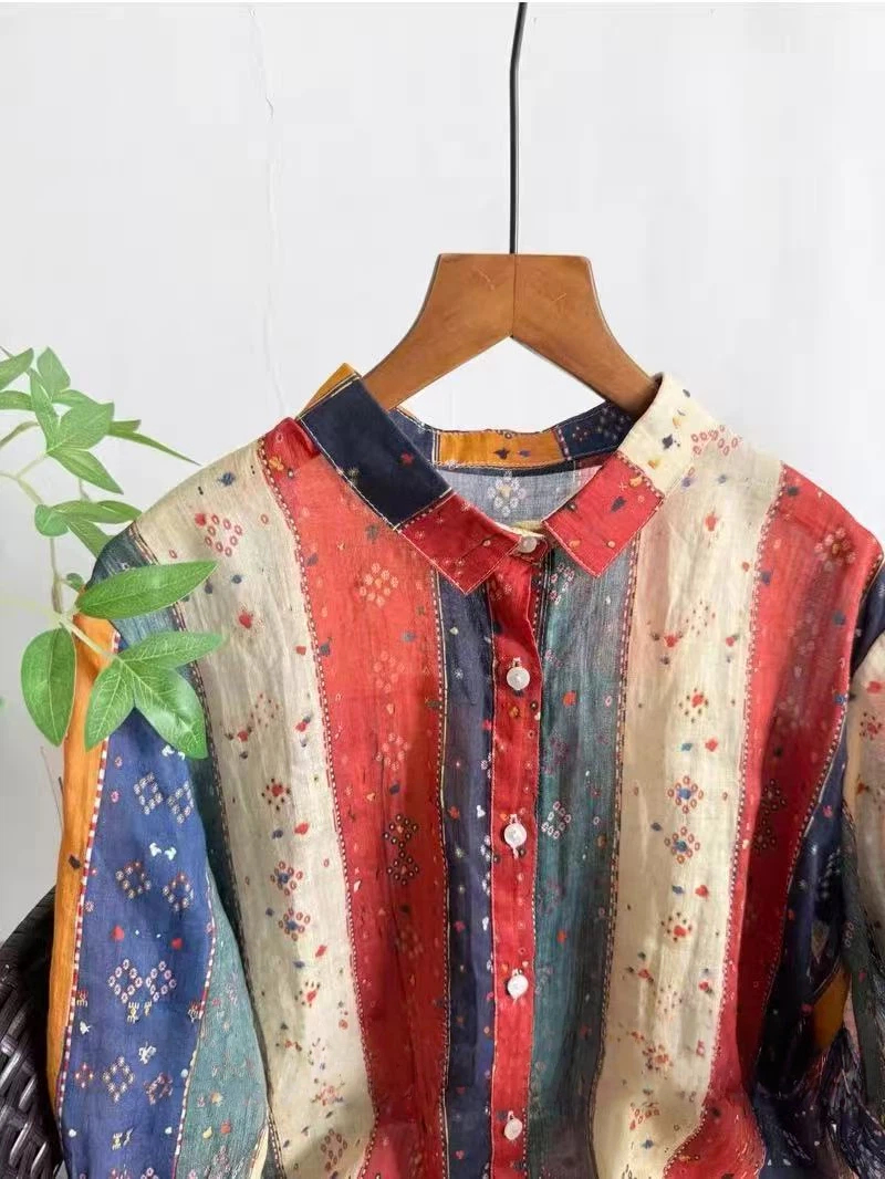 Bohemian 100% Ramie Shirts and - Summer Clothing Japan avaliação e preço