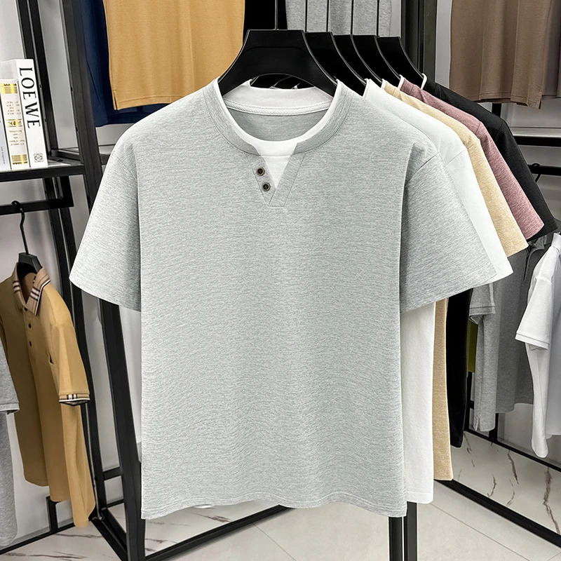 Men's Minimalist Henley Neck T - Summer Clothing Trends avaliação e preço
