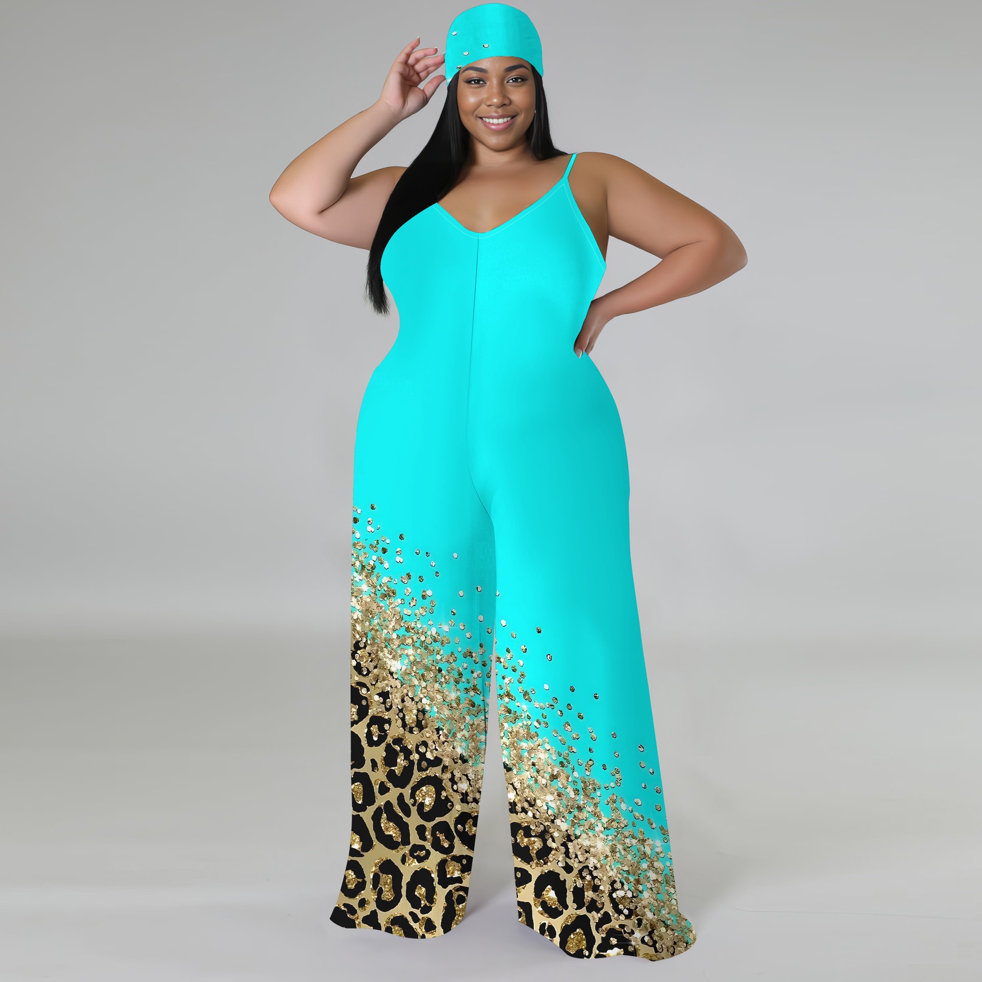 Plus Size Printed Jumpsuit - S - Palazzo Pant Wide avaliação e preço
