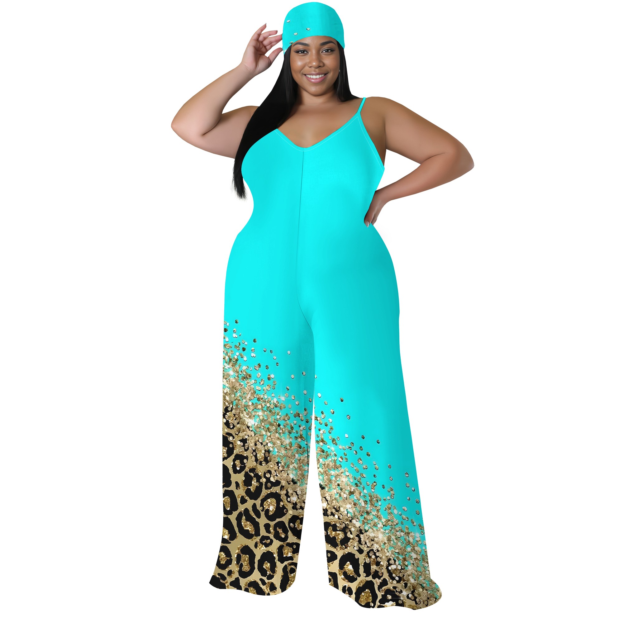 Plus Size Printed Jumpsuit - S - Palazzo Pant Wide avaliação e preço