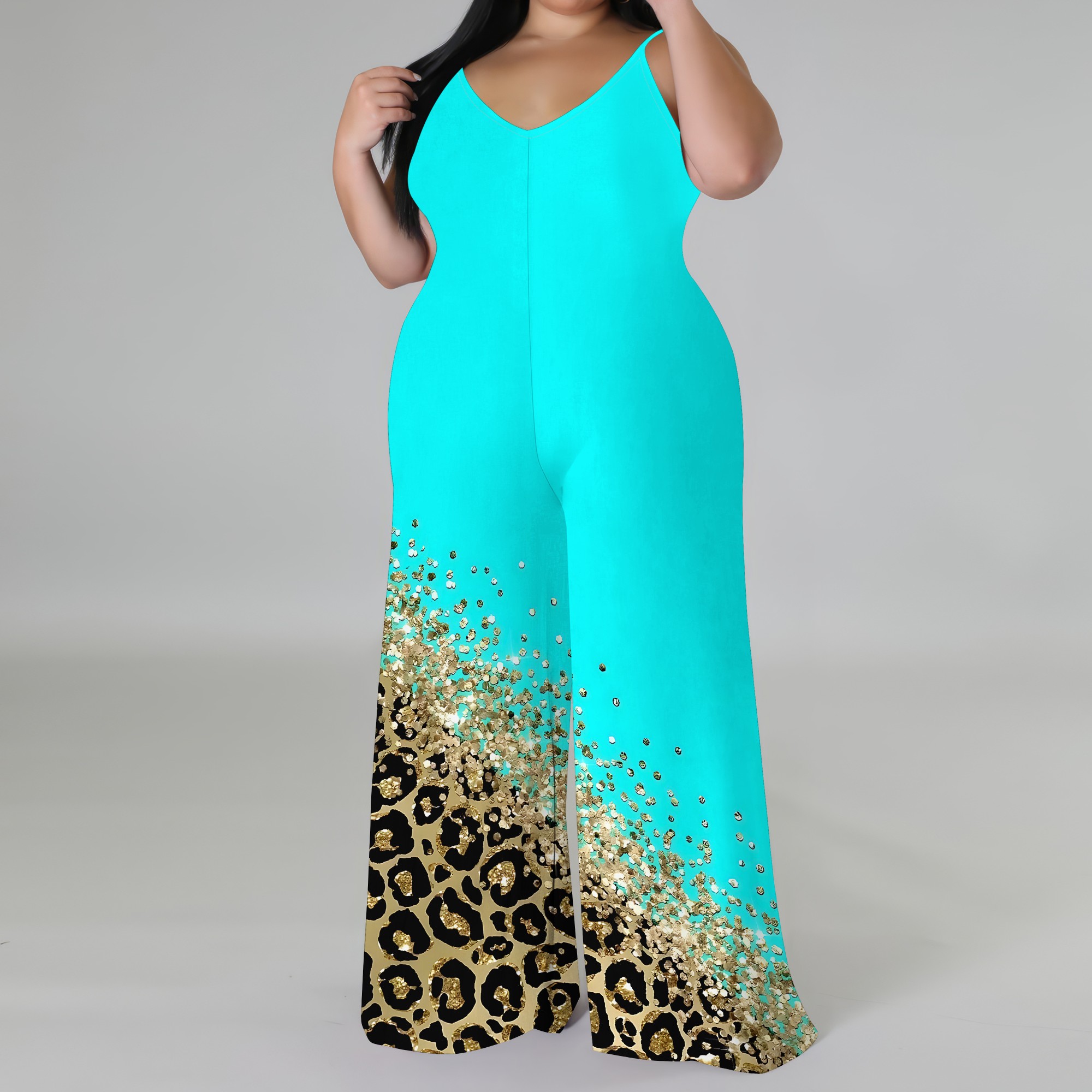 Plus Size Printed Jumpsuit - S - Palazzo Pant Wide avaliação e preço