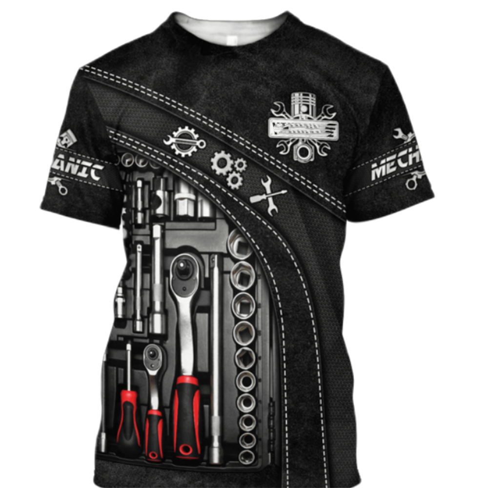 Vintage T-Shirt Mechanic 3D Pr - Summer Clothing Name avaliação e preço