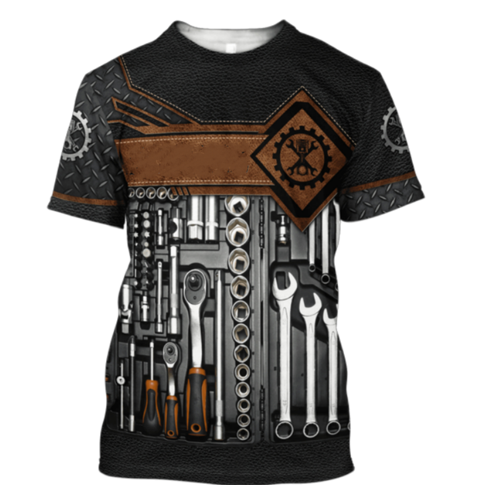 Vintage T-Shirt Mechanic 3D Pr - Summer Clothing Name avaliação e preço