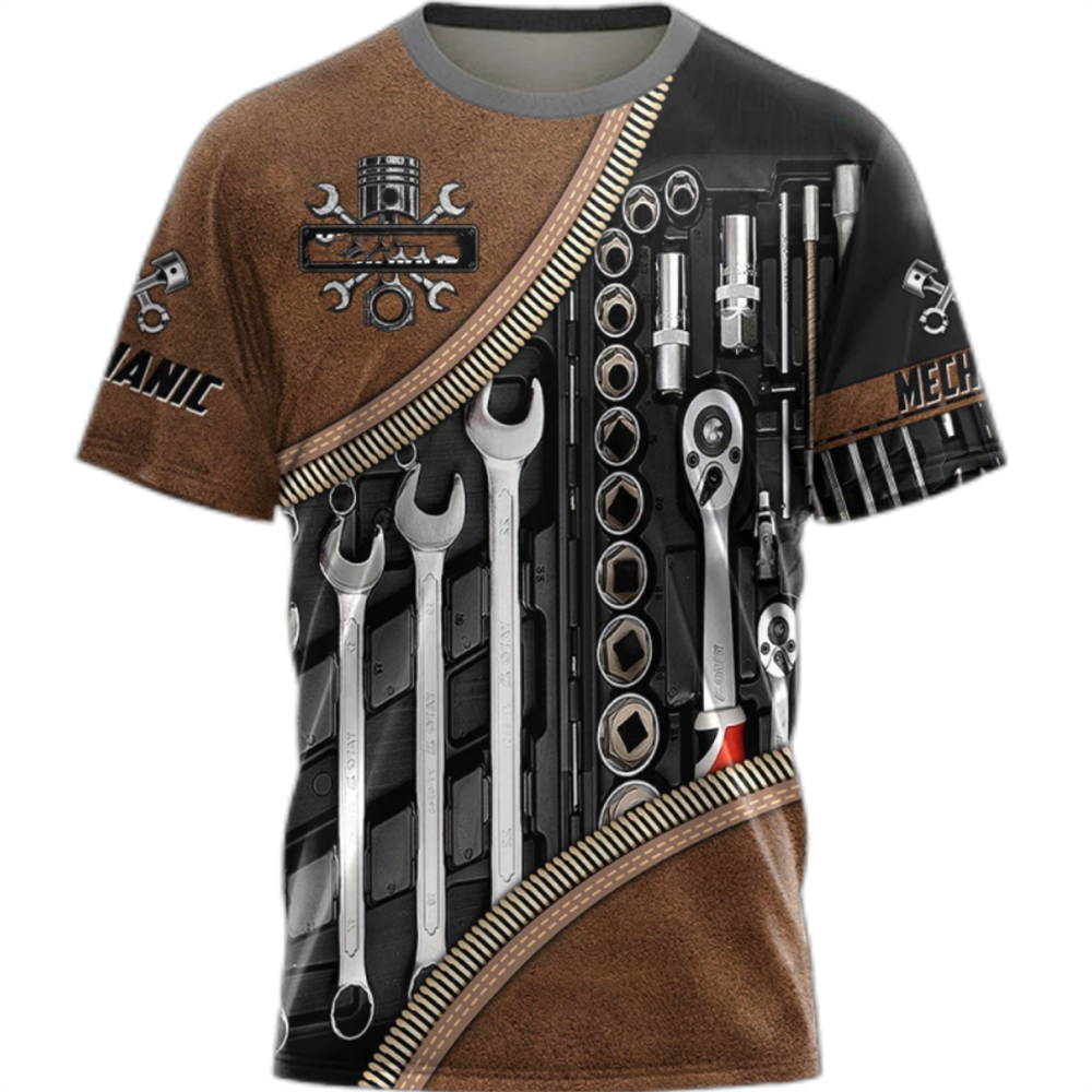Vintage T-Shirt Mechanic 3D Pr - Summer Clothing Name avaliação e preço