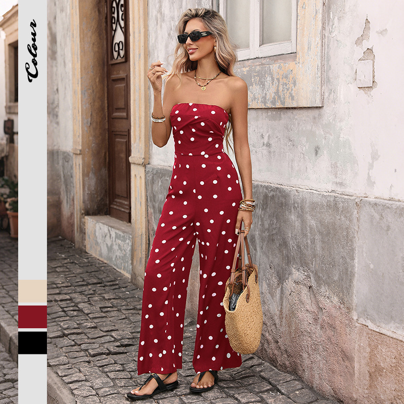Women's Polka Dot Strapless Tu - Palazzo Pant Wide avaliação e preço