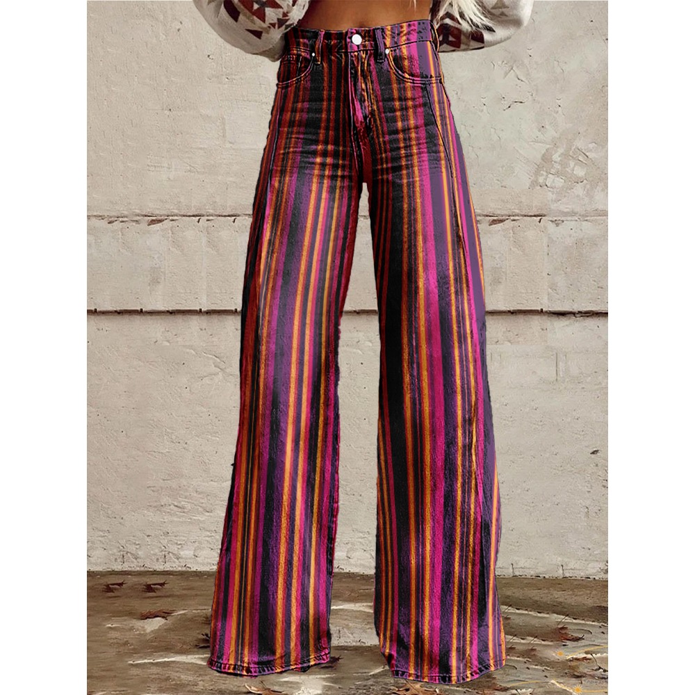 Retro Stripe Flare Pants for W - Palazzo Pant Wide avaliação e preço