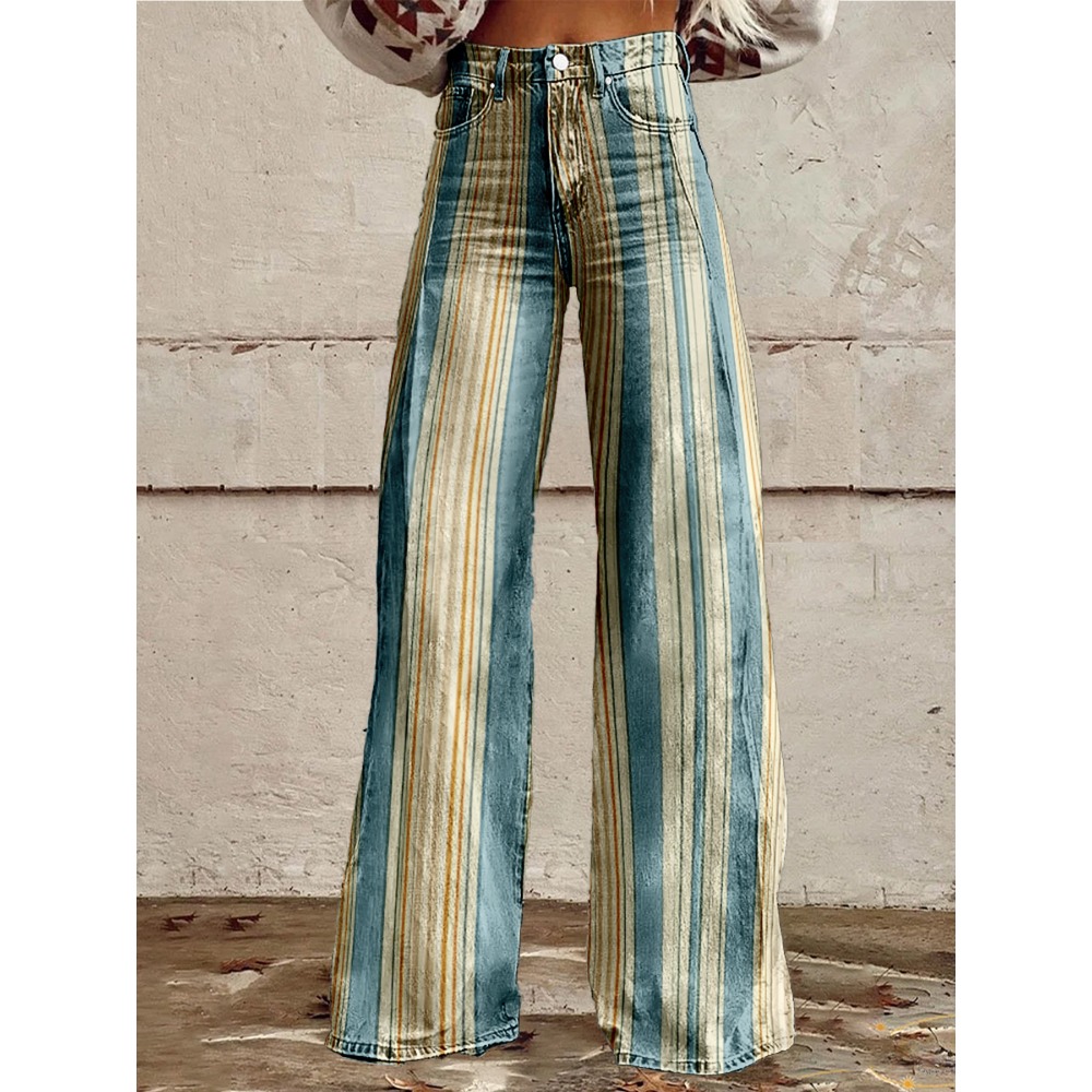 Retro Stripe Flare Pants for W - Palazzo Pant Wide avaliação e preço