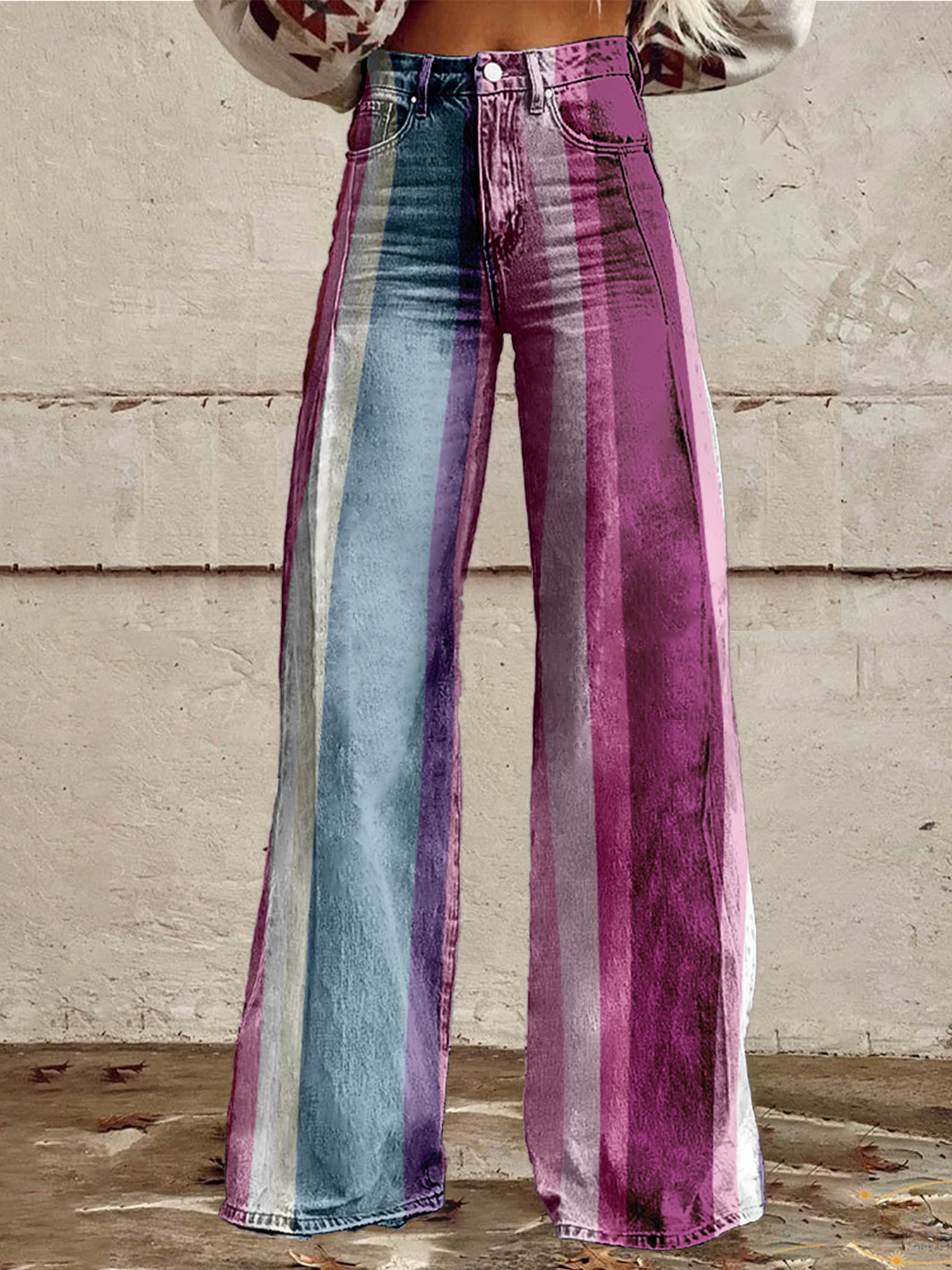 Retro Stripe Flare Pants for W - Palazzo Pant Wide avaliação e preço