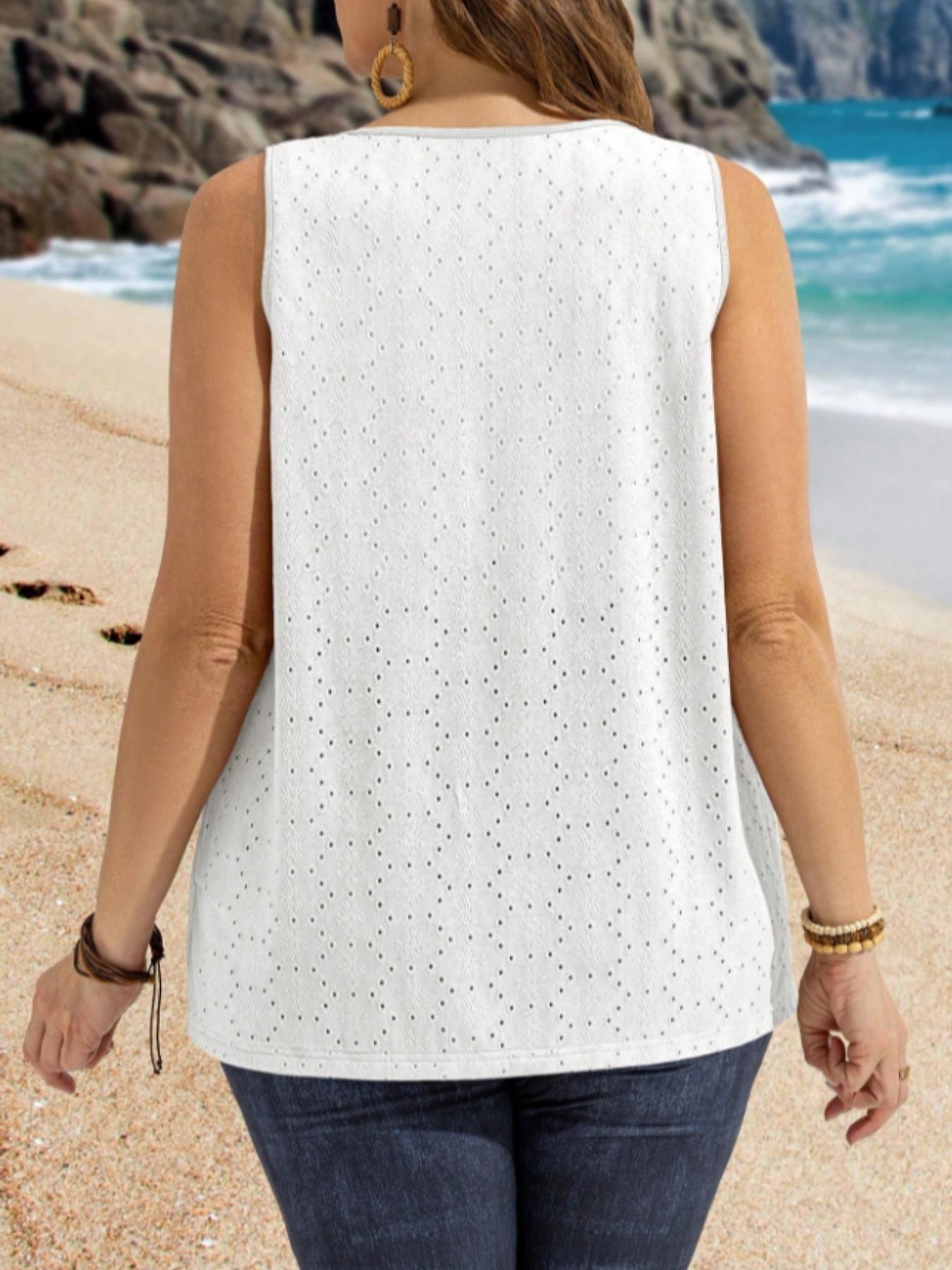 Plus Size Women's Eyelet Embro - Summer Upf Clothing avaliação e preço