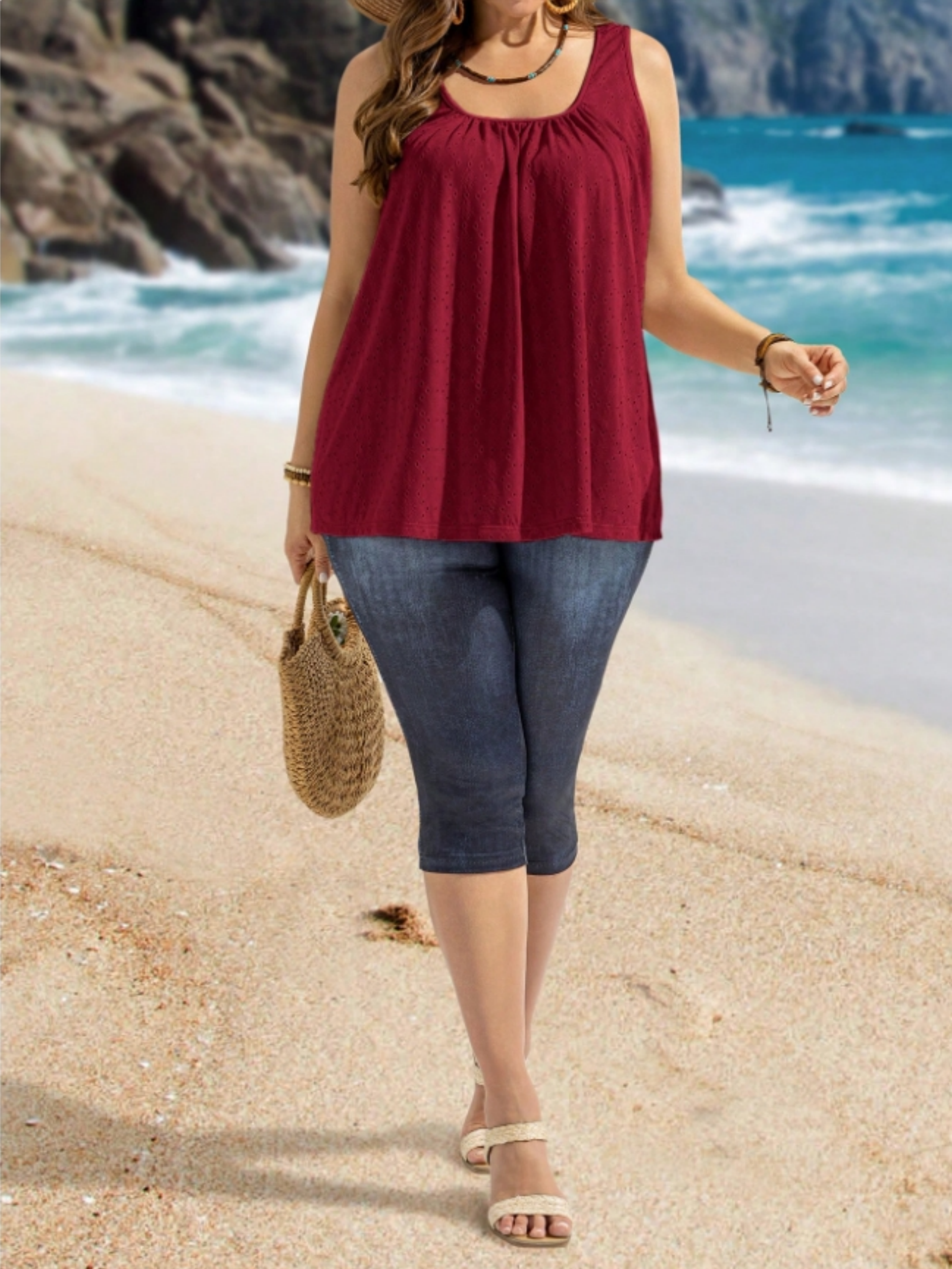 Plus Size Women's Eyelet Embro - Summer Upf Clothing avaliação e preço