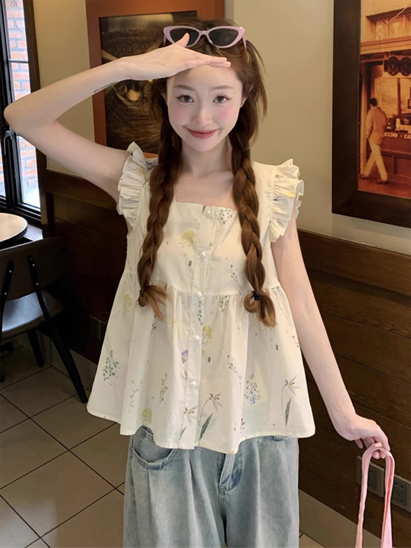 Sweet Style Floral Print Blous - Summer Clothing Young Women avaliação e preço