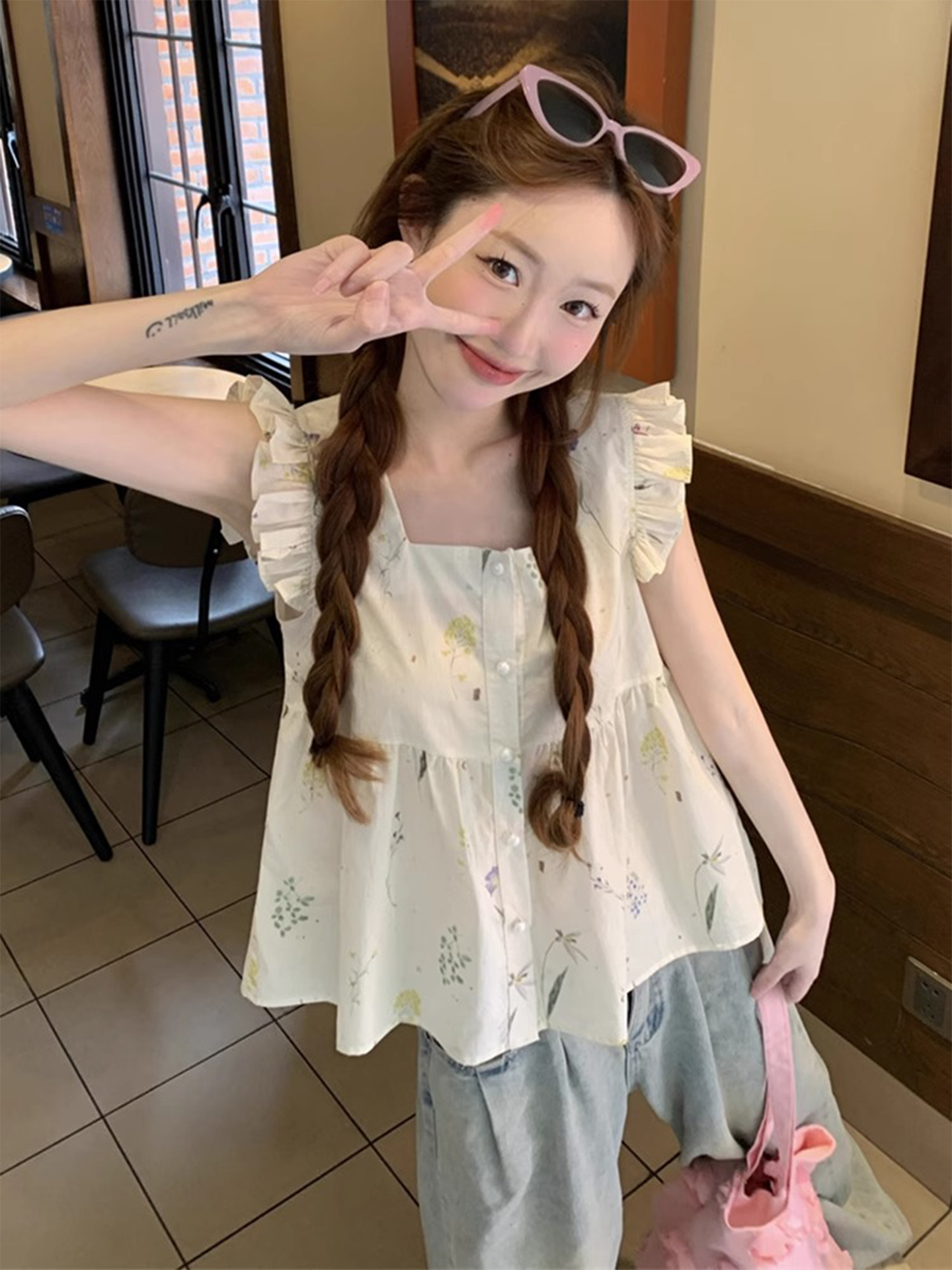 Sweet Style Floral Print Blous - Summer Clothing Young Women avaliação e preço