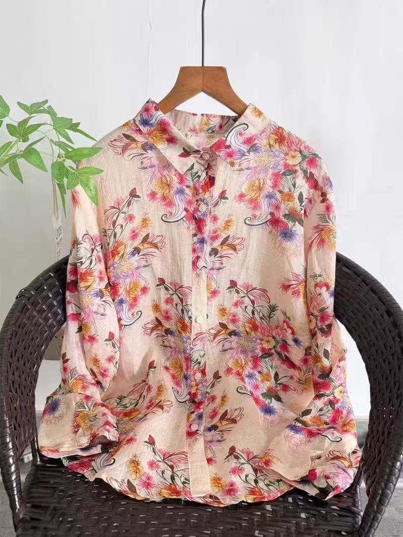 100% Ramie linen shirts and bl - Summer Clothing Japan avaliação e preço
