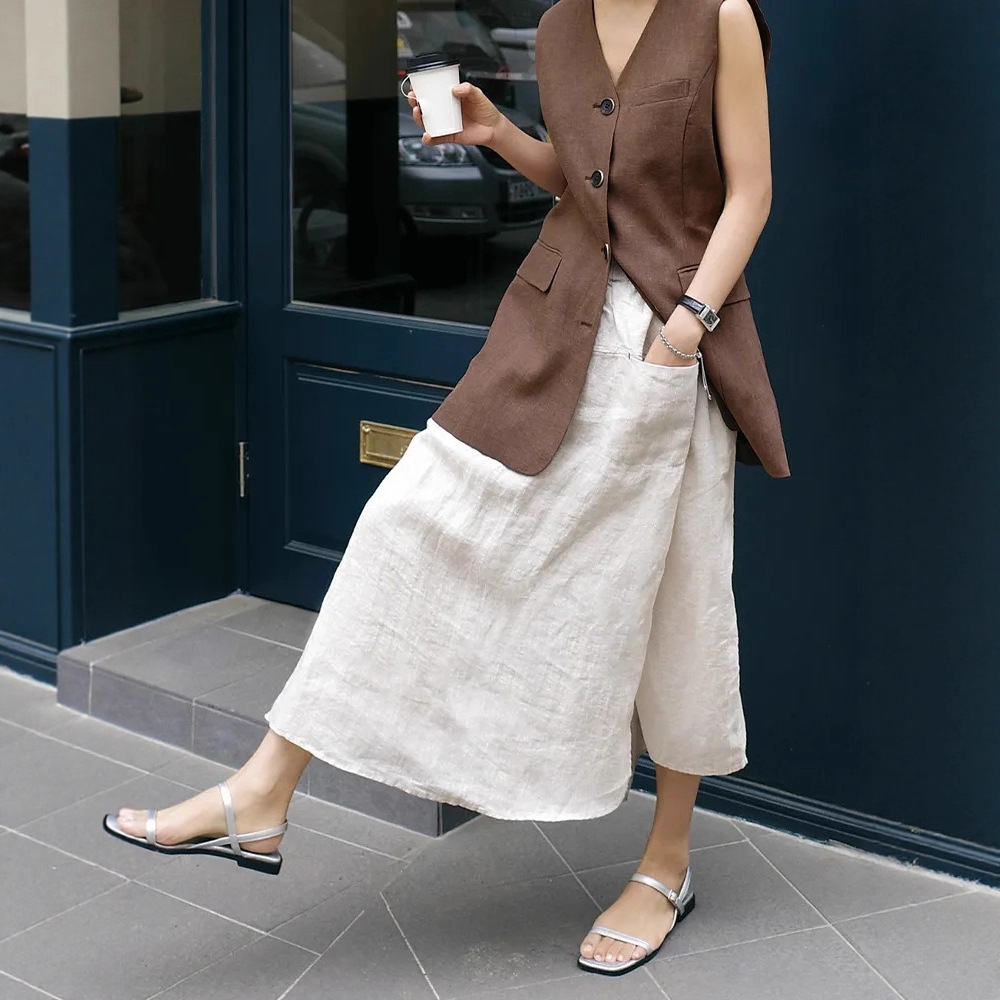 2026 New Summer Women's Cotton - Palazzo Pant Wide avaliação e preço