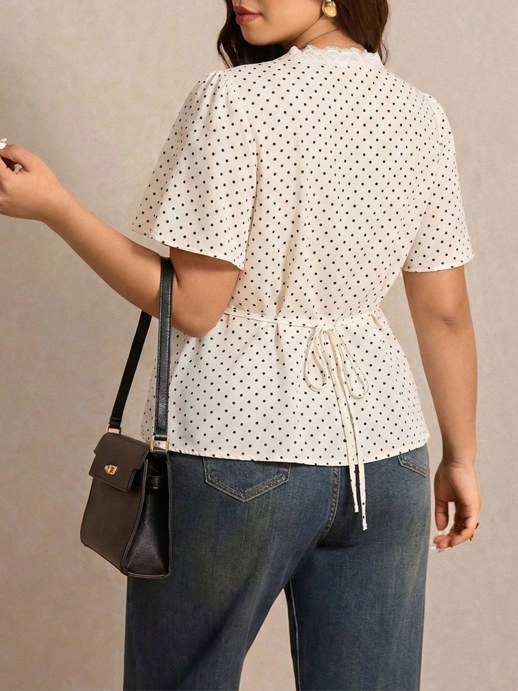 GIBSIE Plus Size Polka Dot Con - Summer Upf Clothing avaliação e preço