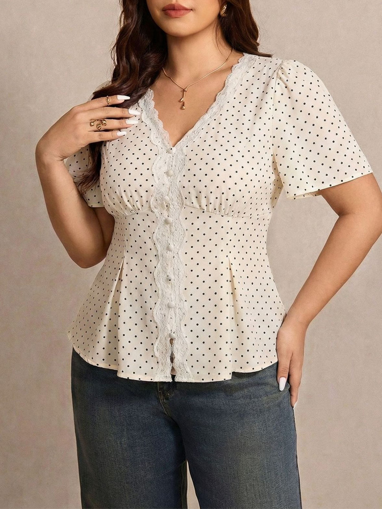 GIBSIE Plus Size Polka Dot Con - Summer Upf Clothing avaliação e preço