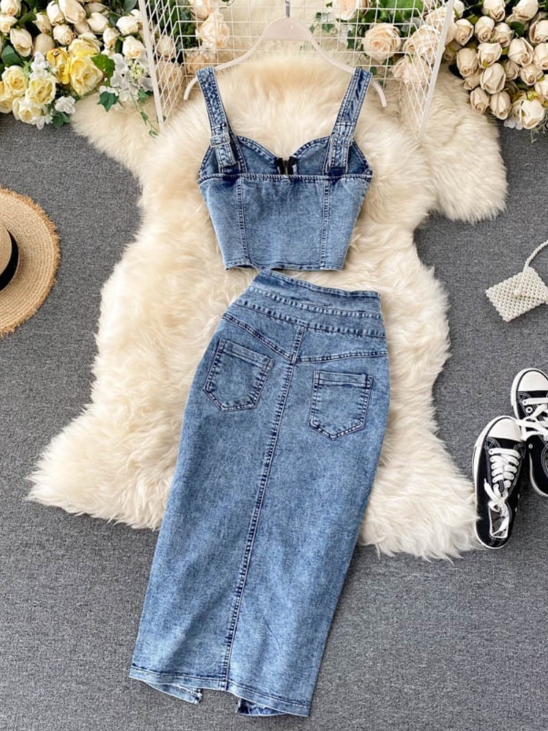 Fashion Denim 2 Piece Sets Wom - Summer Clothing Bundle avaliação e preço