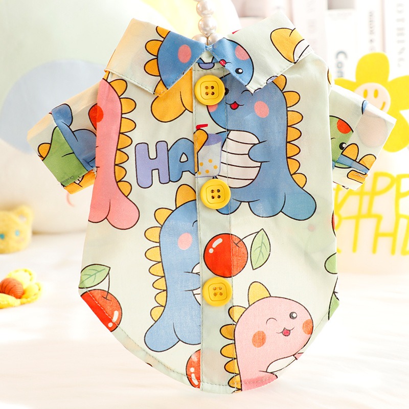 Cartoon Dinosaur Pet Shirt Thi - Summer Dog Clothing avaliação e preço