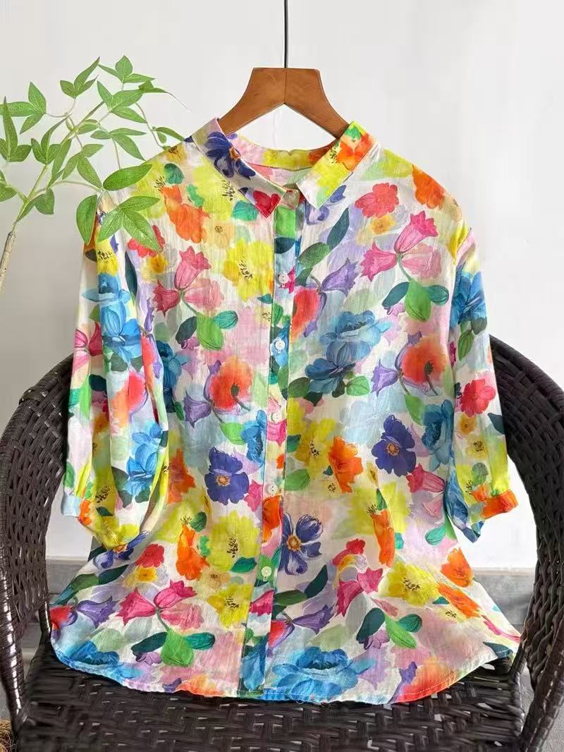 2026 Pure Ramie Print Shirt Wo - Summer Clothing Japan avaliação e preço